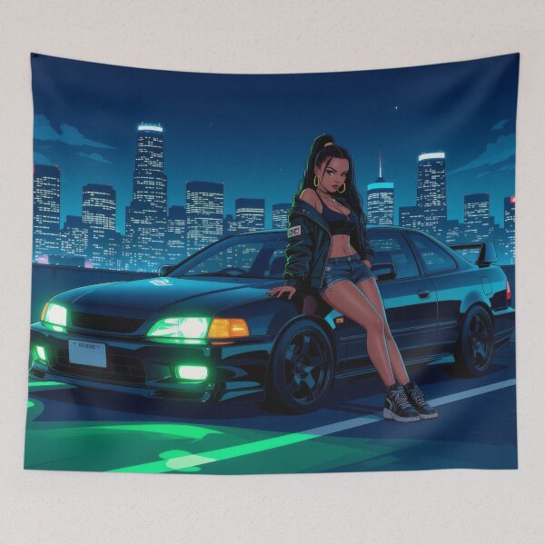 Item preview, Anime art, Japanese sports cars and female race car drivers designed and sold by Salimgor Hangaround Music.