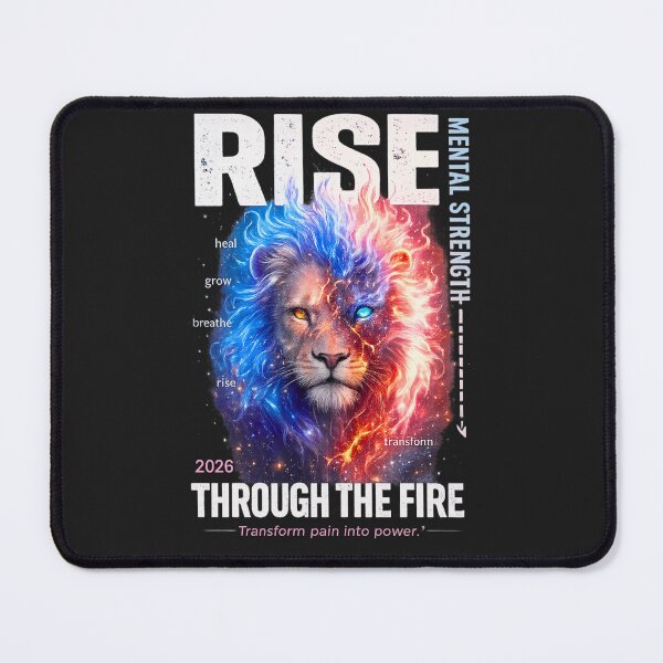 Item preview, Rise Through The Fire Lion – Mental Strength Cosmic Flame Motivational Design designed and sold by AdicretorDesign.