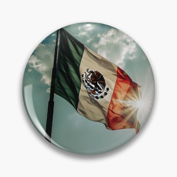 Item preview, Mexican flag waving under a dramatic sky with a solar flare on the horizon designed and sold by Rod_Studio_Shop.