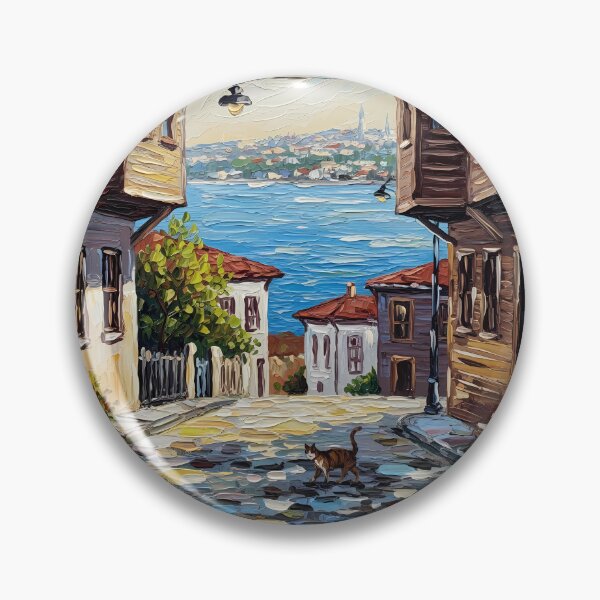 Item preview, Istanbul Old Street & Wooden Houses - Oil Painting Art designed and sold by Ascend777.