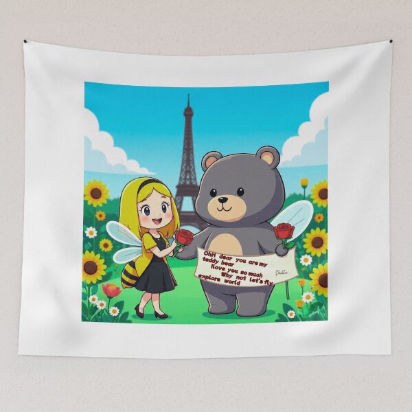 Item preview, Teddy Bear Love Quote – Cute Couple Illustration designed and sold by Dew  Drop wear.