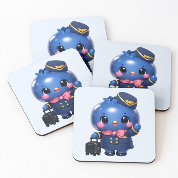 Item preview, Cute Blueberry Flight Attendant | Kawaii Fruit Travel Character designed and sold by Moons Studio.