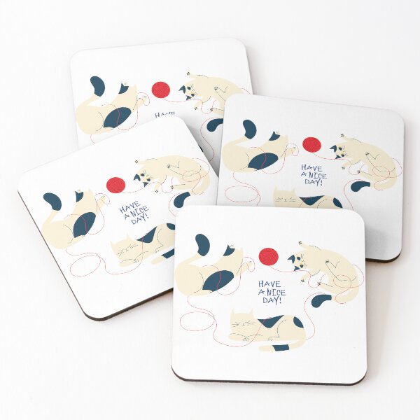 Item preview, Cute Stretching Cat Illustration – Have a Nice Day Funny Cat Art 6 designed and sold by mcraft studio.