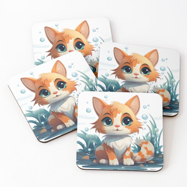 Item preview, Adorable orange and white kitten sitting by a magical pond designed and sold by KrisGraphic45.