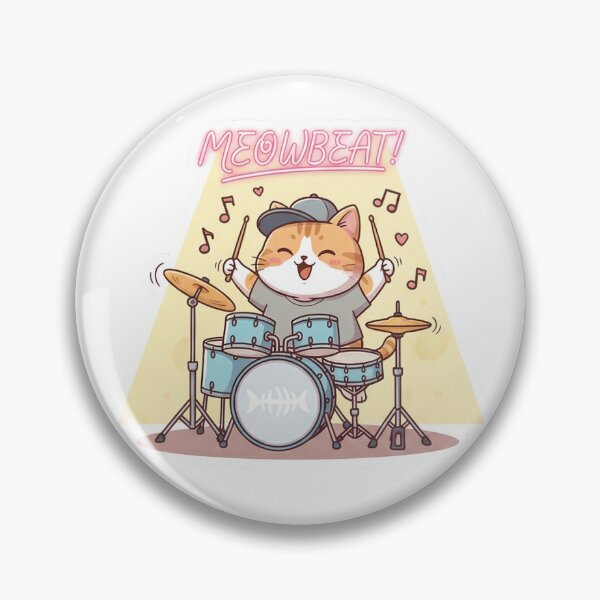 Item preview, Meowbeat Master: Cute Chubby Cat Playing Drums - Noopnyang Studio designed and sold by NoopnyangStudio.