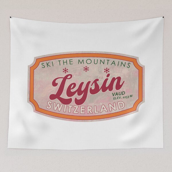 Item preview, Leysin, Switzerland, Vaud, Ski, textured skiing badge designed and sold by Wanderful-roads.
