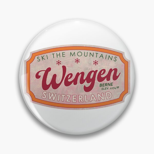 Item preview, Wengen, Switzerland, Berne, Ski, textured skiing badge designed and sold by Wanderful-roads.