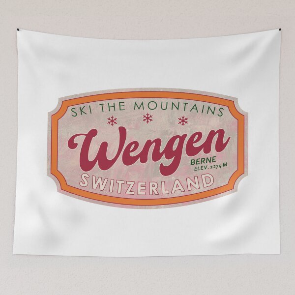 Item preview, Wengen, Switzerland, Berne, Ski, textured skiing badge designed and sold by Wanderful-roads.