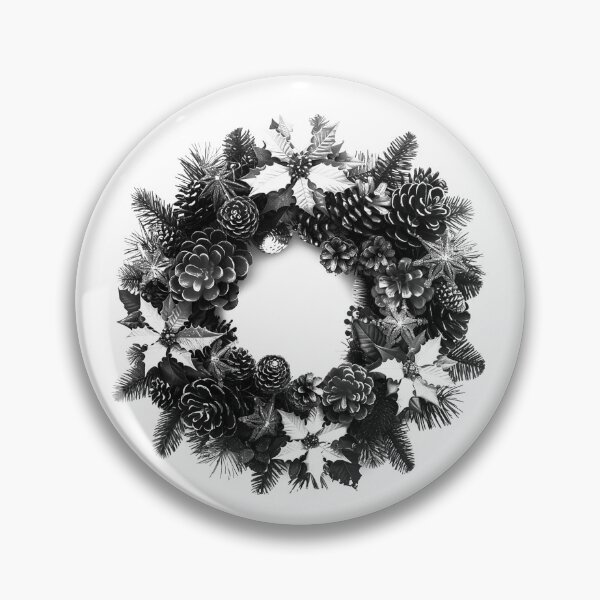 Item preview, Pinecone Christmas Wreath – Classic Black and White Holiday Art designed and sold by inkoutninja.