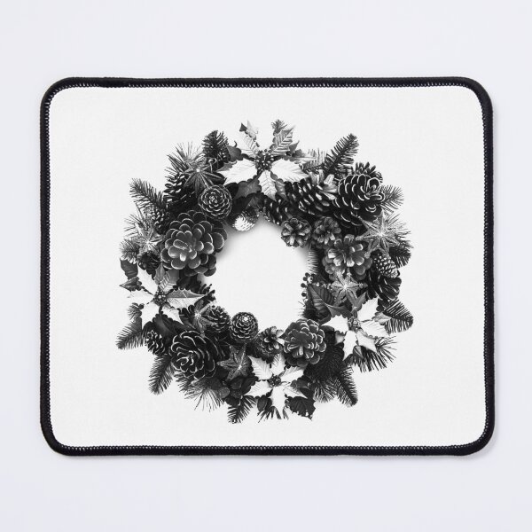 Item preview, Pinecone Christmas Wreath – Classic Black and White Holiday Art designed and sold by inkoutninja.