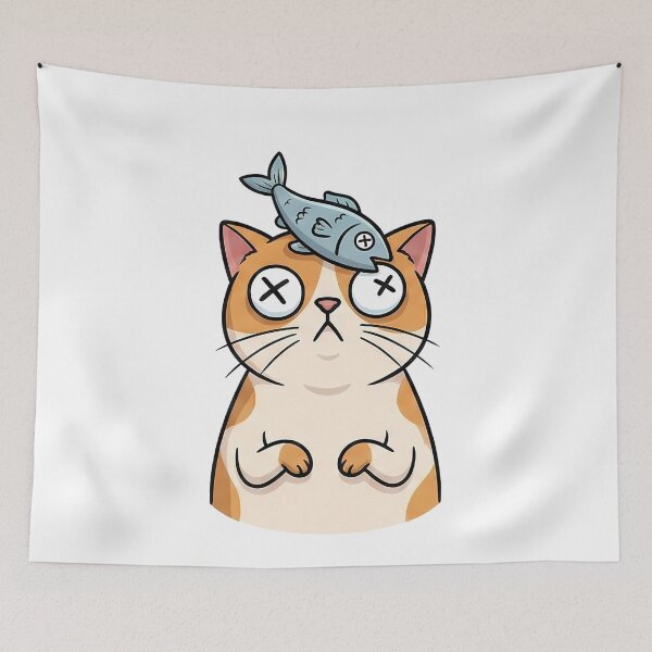 Item preview, Dazed Cat Fish on Head Cartoon designed and sold by k3rstman1.