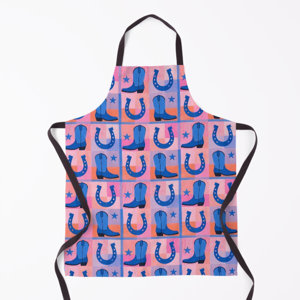 Item preview, Vibrant Western pattern with blue cowboy boots and horseshoes on a pink and orange checkered designed and sold by FRH Design ⭐⭐⭐⭐⭐.