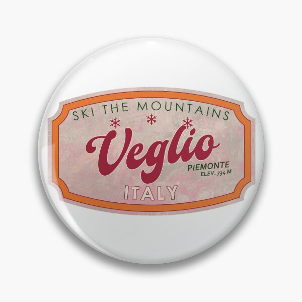 Item preview, Veglio, Italy, Piemonte, Ski, textured skiing badge designed and sold by Wanderful-roads.