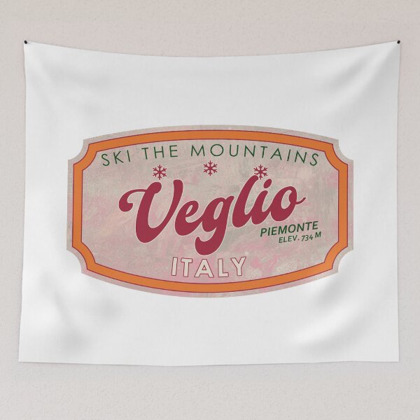 Item preview, Veglio, Italy, Piemonte, Ski, textured skiing badge designed and sold by Wanderful-roads.