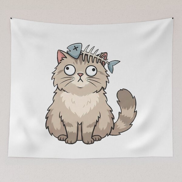 Item preview, Confused Cat With Fishbone Hat designed and sold by k3rstman1.