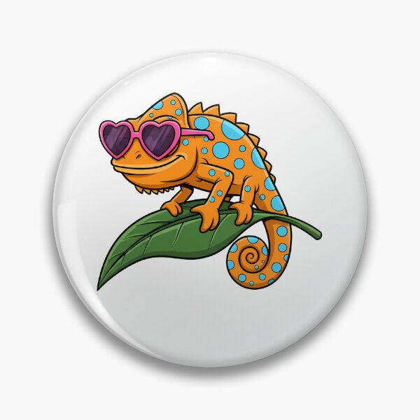 Item preview, Cute Cartoon Chameleon Wearing Heart Sunglasses on Leaf designed and sold by k3rstman1.