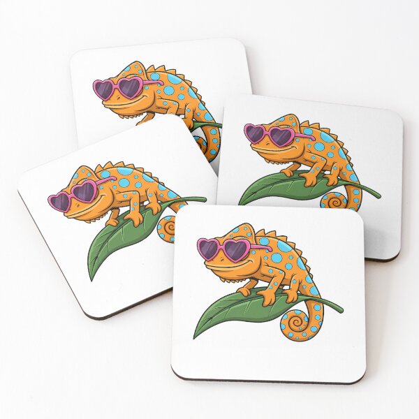 Item preview, Cute Cartoon Chameleon Wearing Heart Sunglasses on Leaf designed and sold by k3rstman1.
