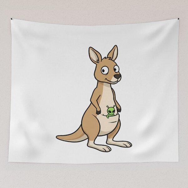 Item preview, Cute Derpy Kangaroo Alien Pouch Cartoon designed and sold by k3rstman1.