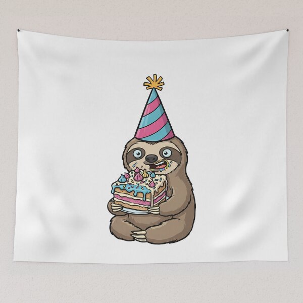 Item preview, Derpy Sloth Eating Birthday Cake Cartoon designed and sold by k3rstman1.
