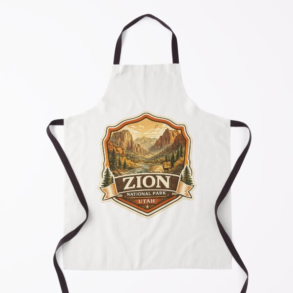 Item preview, Zion National Park Utah Badge – Scenic Red Rock Canyon View with Virgin River and Deer designed and sold by Places On Earth.