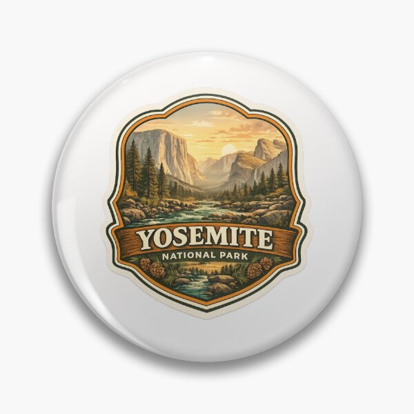 Item preview, Yosemite National Park California Badge – Sunset Over El Capitan and Merced River designed and sold by Places On Earth.