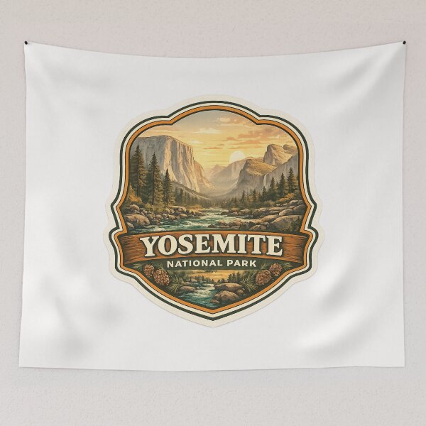 Item preview, Yosemite National Park California Badge – Sunset Over El Capitan and Merced River designed and sold by Places On Earth.