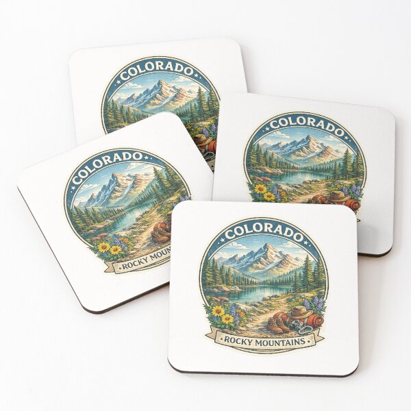 Item preview, Colorado Rocky Mountains Trail Badge – Alpine Lake with Wildflowers and Hiking Gear designed and sold by Places On Earth.