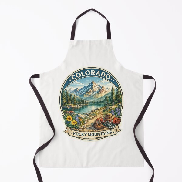 Item preview, Colorado Rocky Mountains Trail Badge – Alpine Lake with Wildflowers and Hiking Gear designed and sold by Places On Earth.