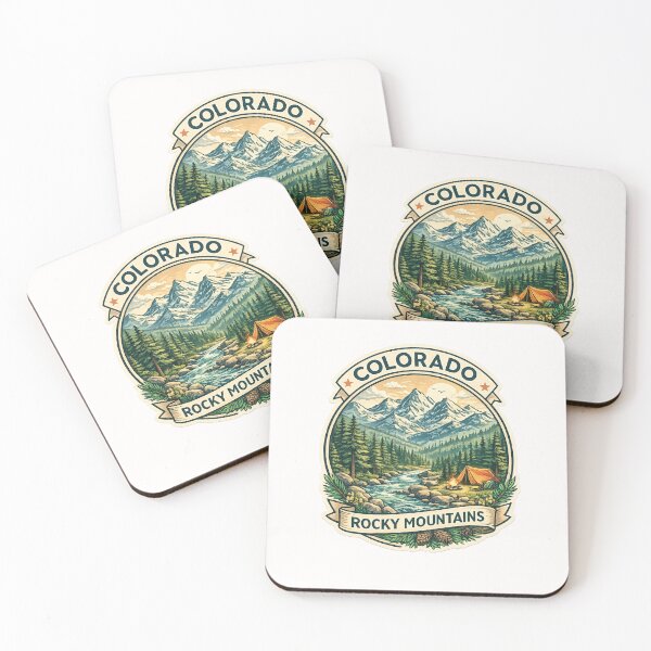 Item preview, Colorado Rocky Mountains Camping Scene – River, Pines, and Tent at Sunset designed and sold by Places On Earth.