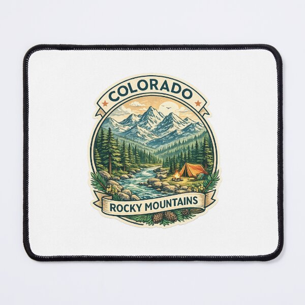Item preview, Colorado Rocky Mountains Camping Scene – River, Pines, and Tent at Sunset designed and sold by Places On Earth.