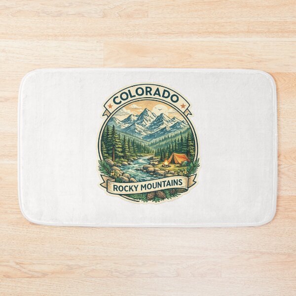 Item preview, Colorado Rocky Mountains Camping Scene – River, Pines, and Tent at Sunset designed and sold by Places On Earth.