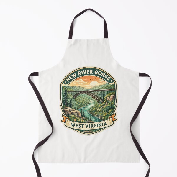 Item preview, New River Gorge Sunset Badge – Iconic Arch Bridge Over Mountain River in West Virginia designed and sold by Places On Earth.