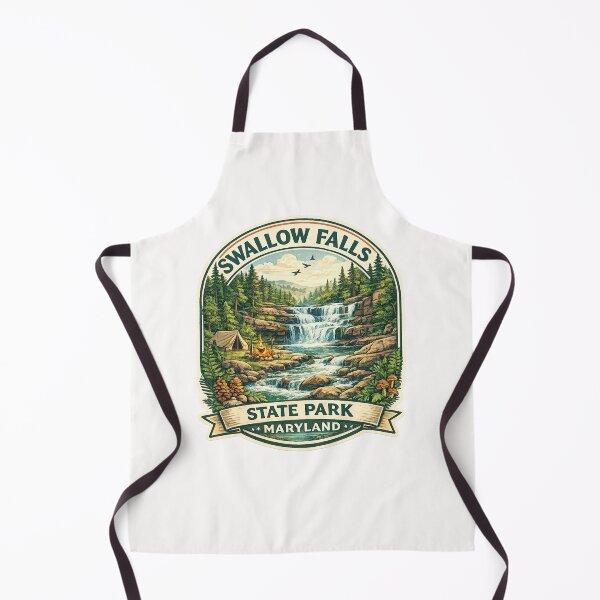 Item preview, Swallow Falls State Park Maryland Camp Scene – Forest Waterfall with Tent and Campfire designed and sold by Places On Earth.