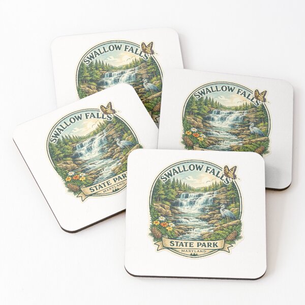 Item preview, Swallow Falls State Park Maryland Wildlife Scene – Waterfalls, Pines, and Great Blue Heron designed and sold by Places On Earth.