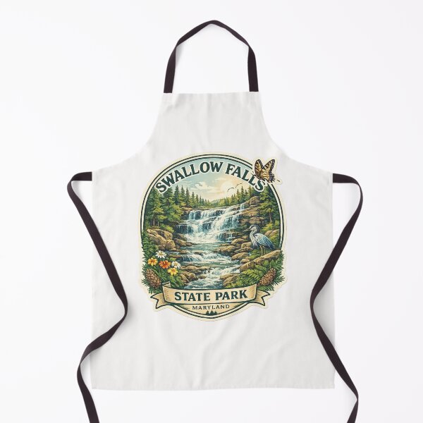 Item preview, Swallow Falls State Park Maryland Wildlife Scene – Waterfalls, Pines, and Great Blue Heron designed and sold by Places On Earth.