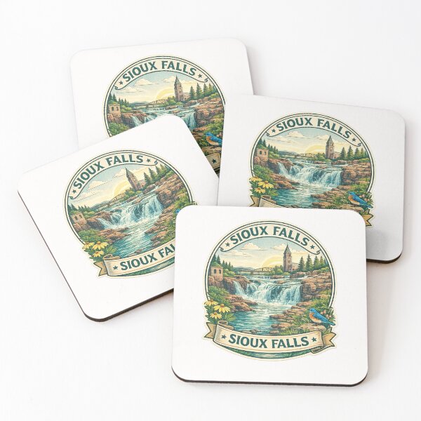 Item preview, Sioux Falls South Dakota Badge – Historic Falls Park with Cathedral and Bridge at Sunrise designed and sold by Places On Earth.