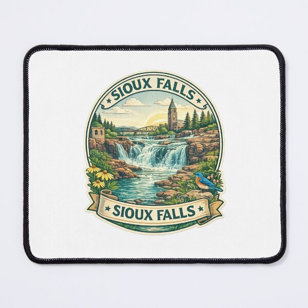 Item preview, Sioux Falls South Dakota Badge – Historic Falls Park with Cathedral and Bridge at Sunrise designed and sold by Places On Earth.