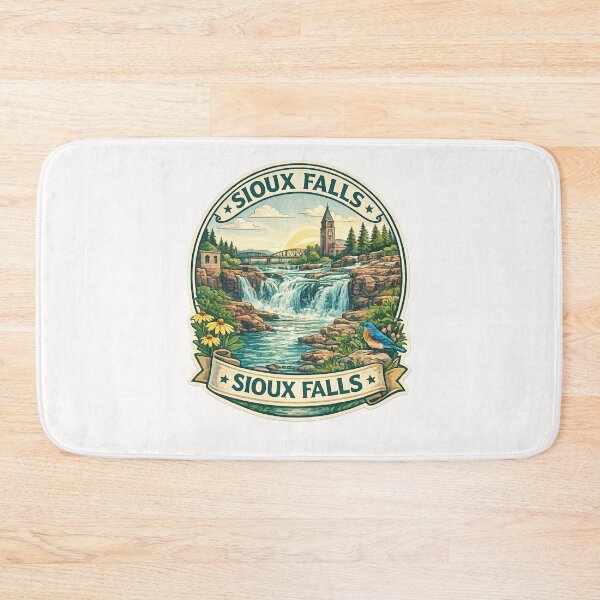 Item preview, Sioux Falls South Dakota Badge – Historic Falls Park with Cathedral and Bridge at Sunrise designed and sold by Places On Earth.