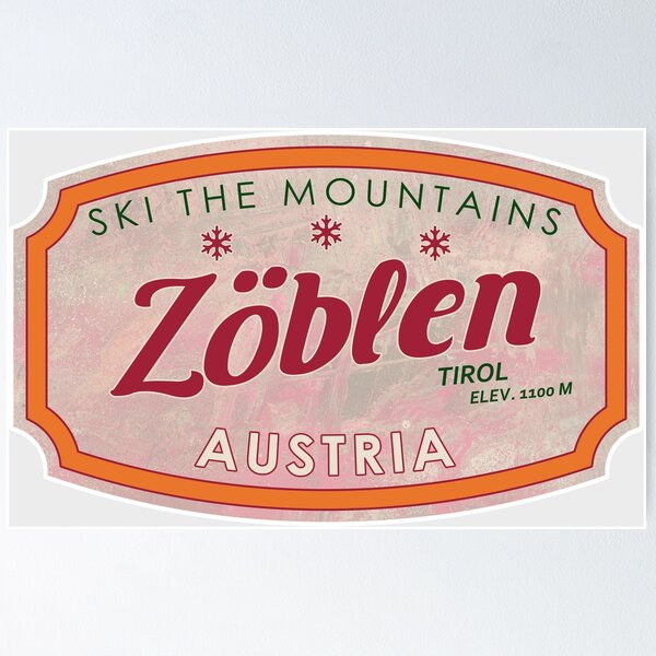 Item preview, Zöblen, Austria, Tirol, Ski, textured skiing badge designed and sold by Wanderful-roads.