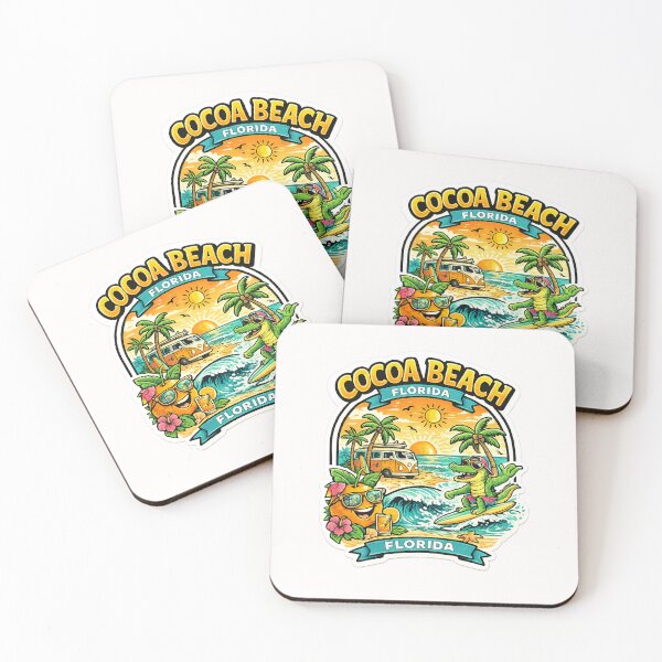 Item preview, Cocoa Beach Florida Sunset Scene – Surfing Alligator, Palm Trees and Orange Tropics Vibe designed and sold by Places On Earth.