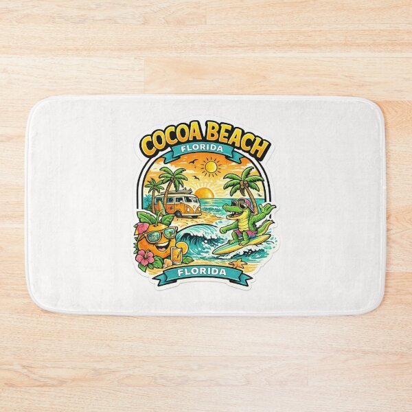 Item preview, Cocoa Beach Florida Sunset Scene – Surfing Alligator, Palm Trees and Orange Tropics Vibe designed and sold by Places On Earth.