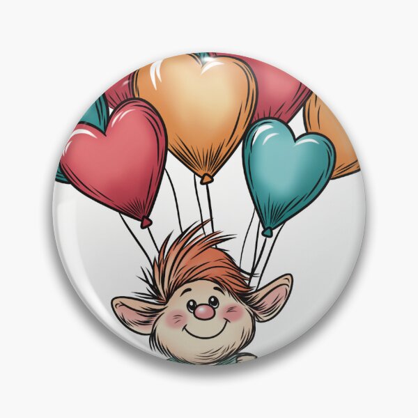 Item preview, Cute Cartoon Baby Troll with Heart Balloons designed and sold by artista.magico.
