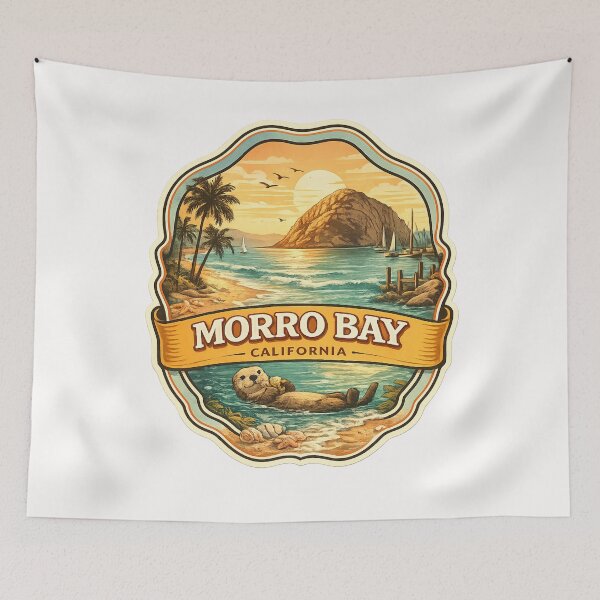 Item preview, Morro Bay California Sunset View – Coastal Otter, Morro Rock, and Pacific Sailing Scene designed and sold by Places On Earth.