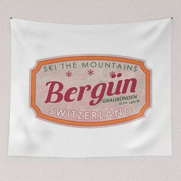 Item preview, Bergün, Switzerland, Graubünden, Ski, textured skiing badge designed and sold by Wanderful-roads.