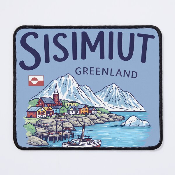 Item preview, Sisimiut Greenland Cute And Colorful Landscape With Flag designed and sold by HowToCanadian.
