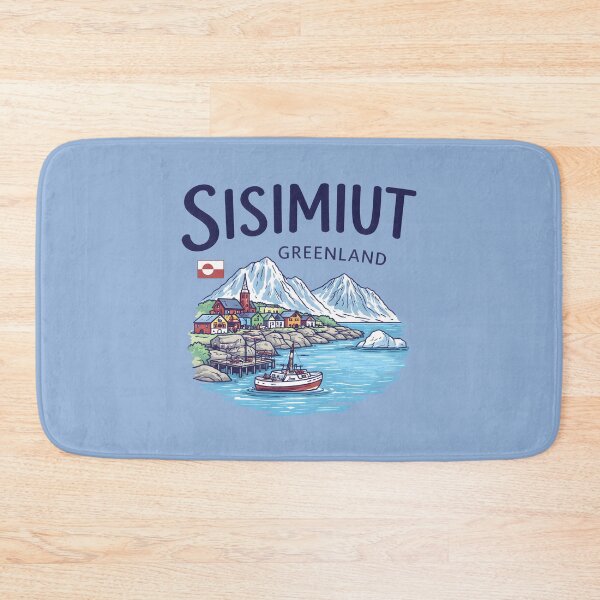 Item preview, Sisimiut Greenland Cute And Colorful Landscape With Flag designed and sold by HowToCanadian.