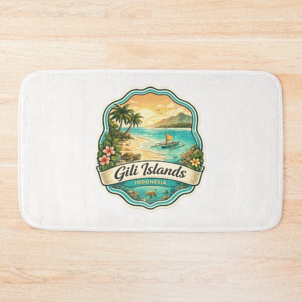 Item preview, Gili Islands Indonesia Tropical Coast – Sea Turtle, Fishing Boat and Sunset Paradise designed and sold by Places On Earth.