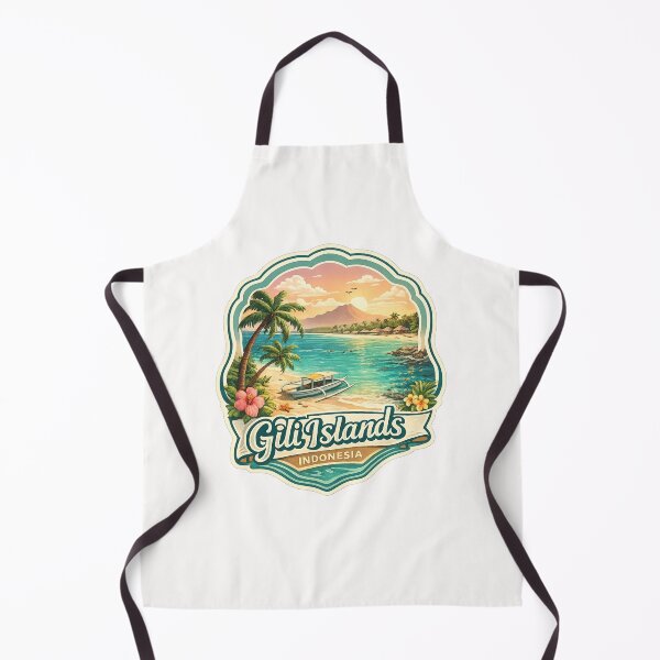 Item preview, Gili Islands Indonesia Beach Scene – Sunset Overwater Huts, Mountains and Palm-Fringed Coast designed and sold by Places On Earth.