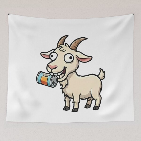 Item preview, Goofy Cartoon Goat Drinking Soda Can designed and sold by k3rstman1.