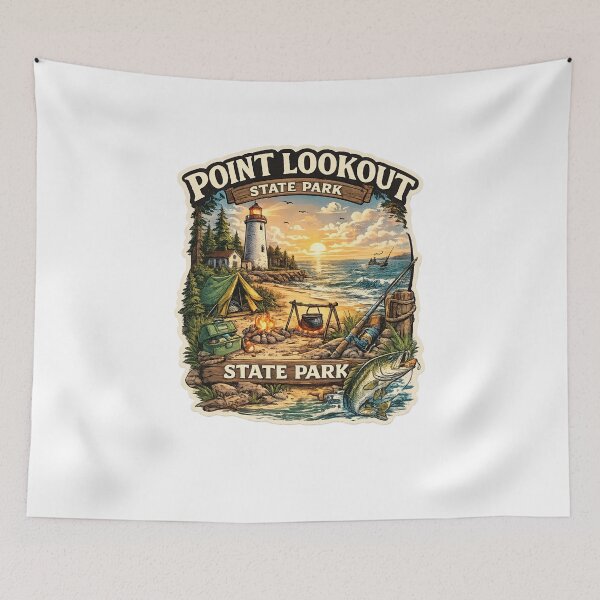 Item preview, Point Lookout State Park Maryland Scene – Campsite, Lighthouse and Chesapeake Bay Shoreline designed and sold by Aryabek.